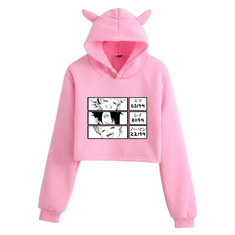Pink Women's Hooded Sweatshirt with Cat Ears Print