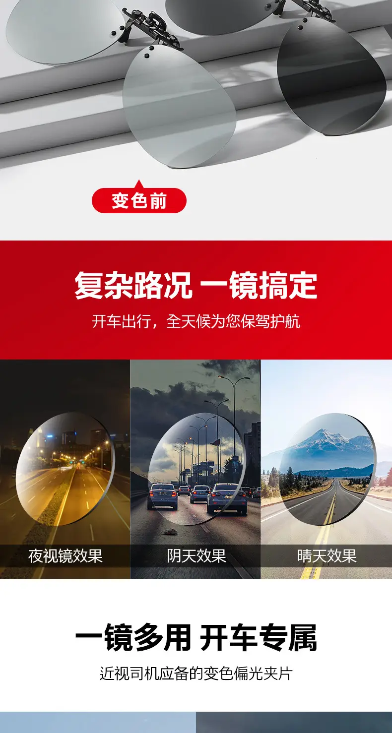 Clip Sunglasses Polarized Color Changing Day Night Driving — feature 10
