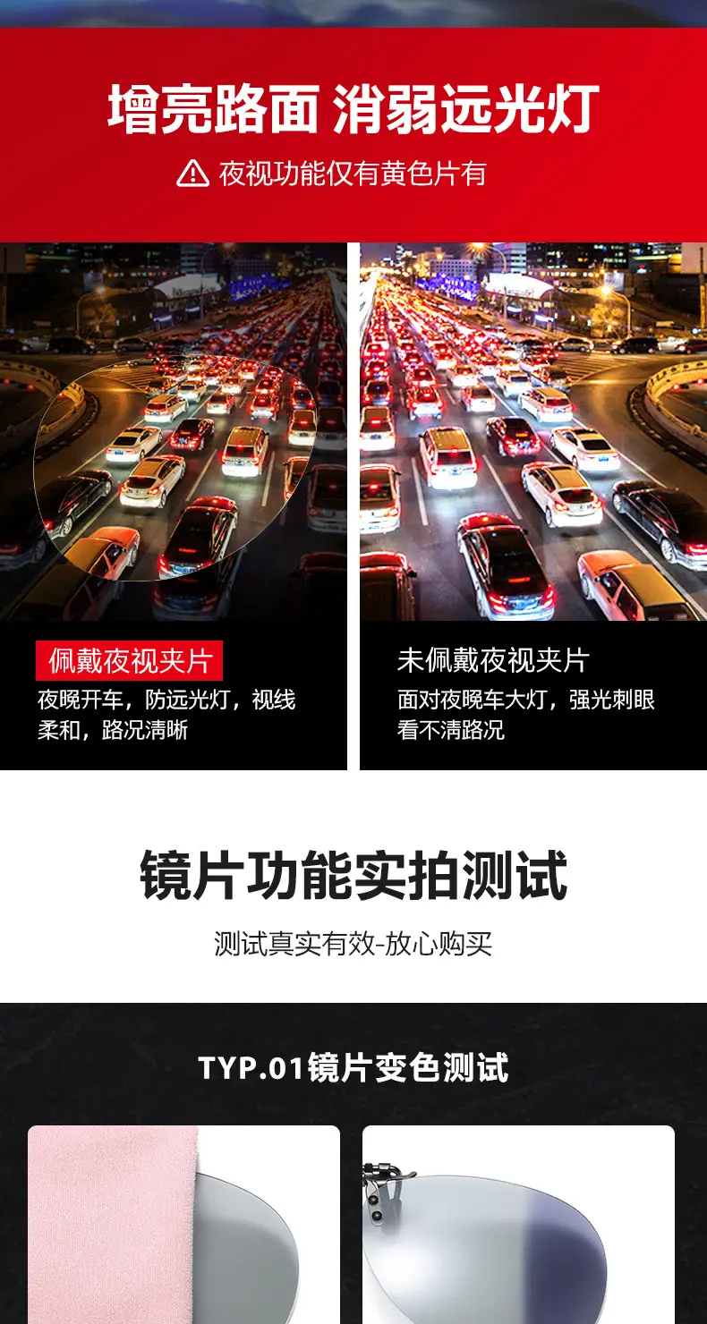 Clip Sunglasses Polarized Color Changing Day Night Driving — feature 13