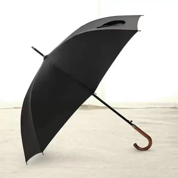 Japanese Style Wooden Handle Umbrella with Automatic Raincoat - Image 2