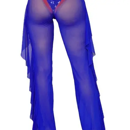 2024 Cross-Border Ruffled Mesh See-Trouser Set - Image 7