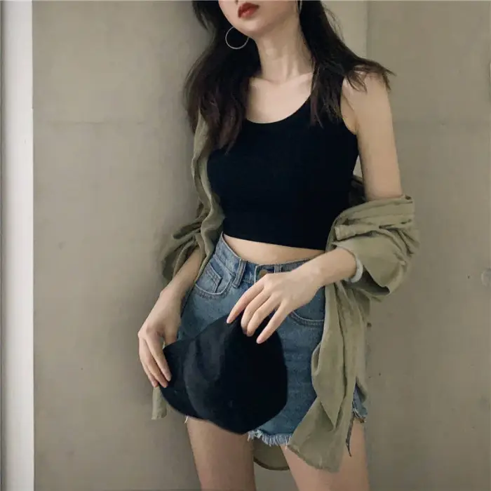 Women Sleeveless Camisole Crop Top Black 2025 - Image 5