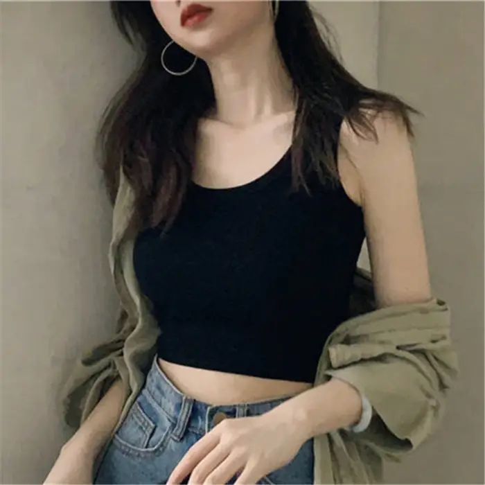 Women Sleeveless Camisole Crop Top Black 2025 - Image 3