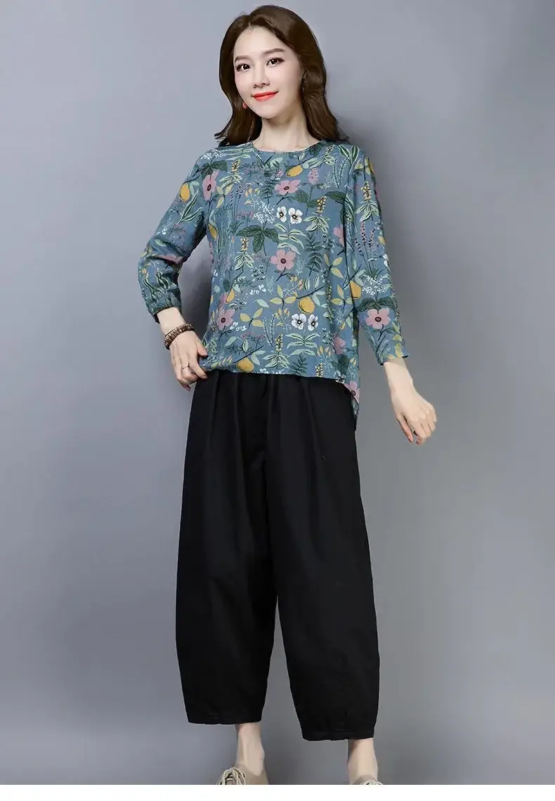 New Women's Long Sleeve Floral T-Shirt Plus Size — feature 2