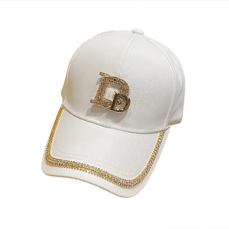 Black Diamond Cap with Gold Embroidery for Women - Image 8
