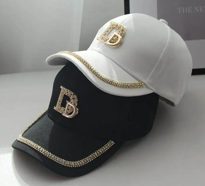 Black Diamond Cap with Gold Embroidery for Women - Image 3