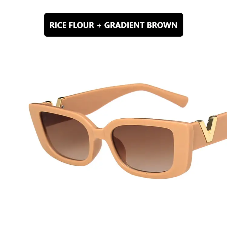 Rice Flour Gradient Brown Square Sunglasses for Women - Image 2