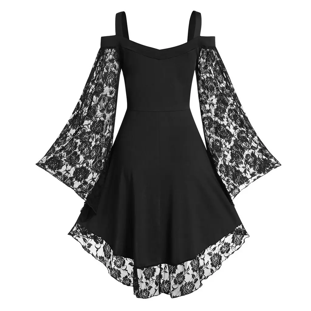 Black Lace Strapless Sling Dress for Women - Image 5
