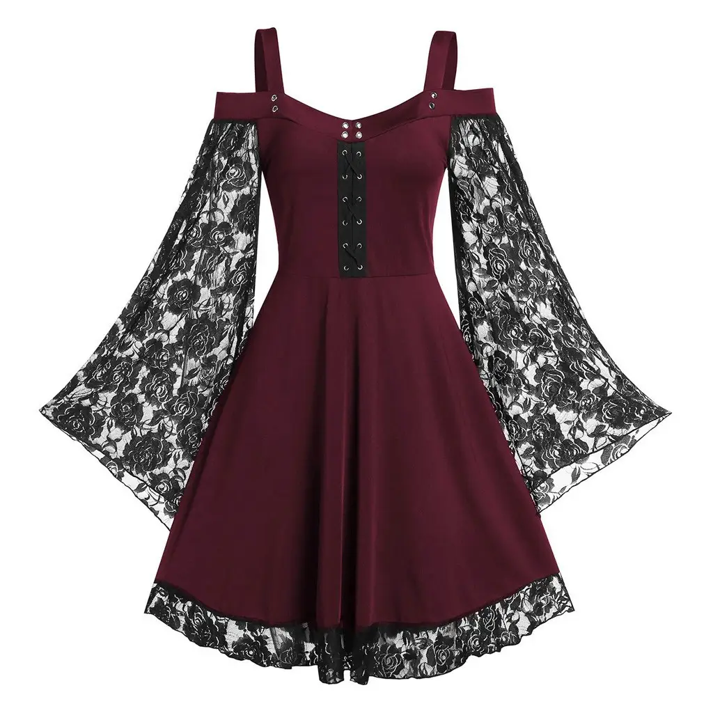 Black Lace Strapless Sling Dress for Women - Image 6