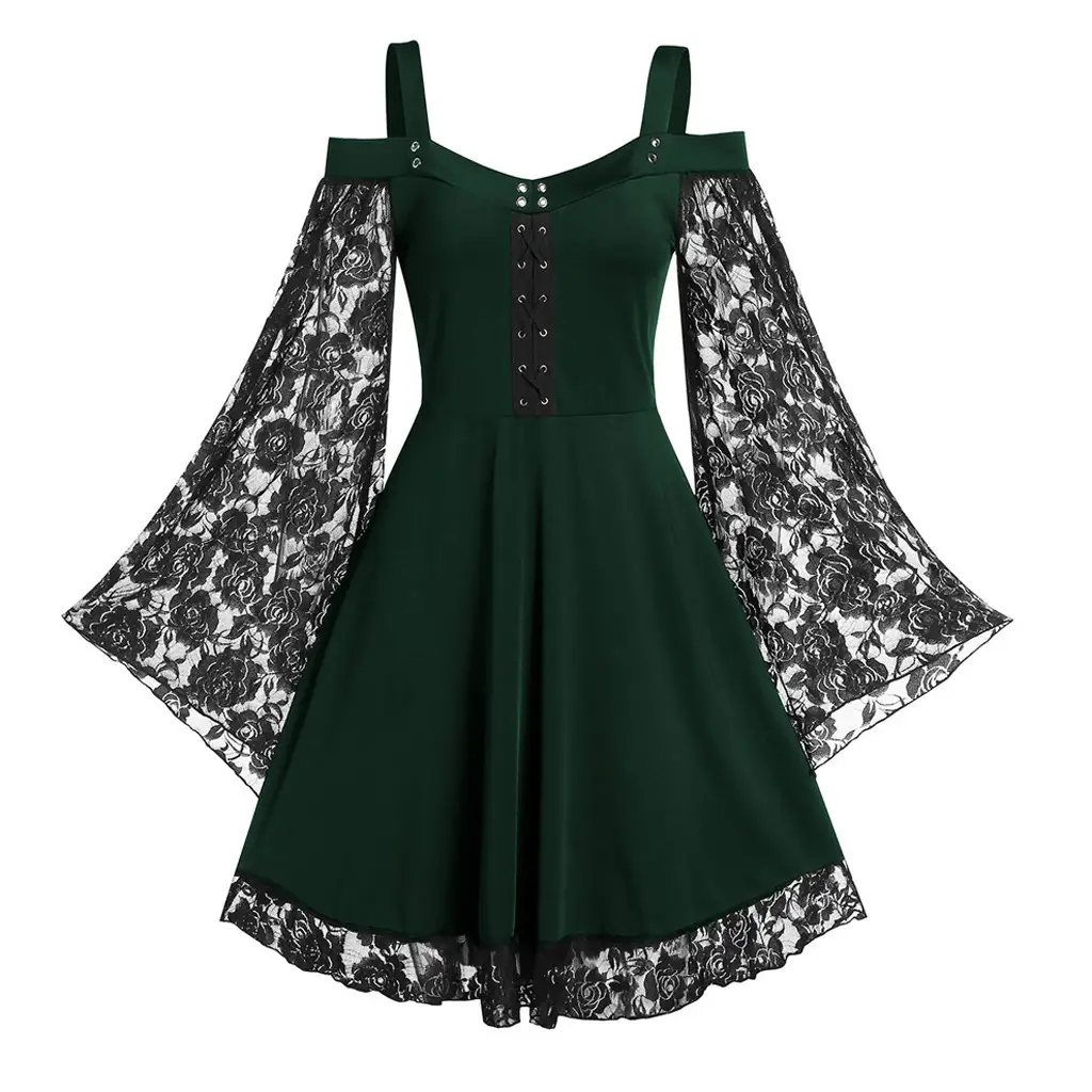 Black Lace Strapless Sling Dress for Women - Image 2