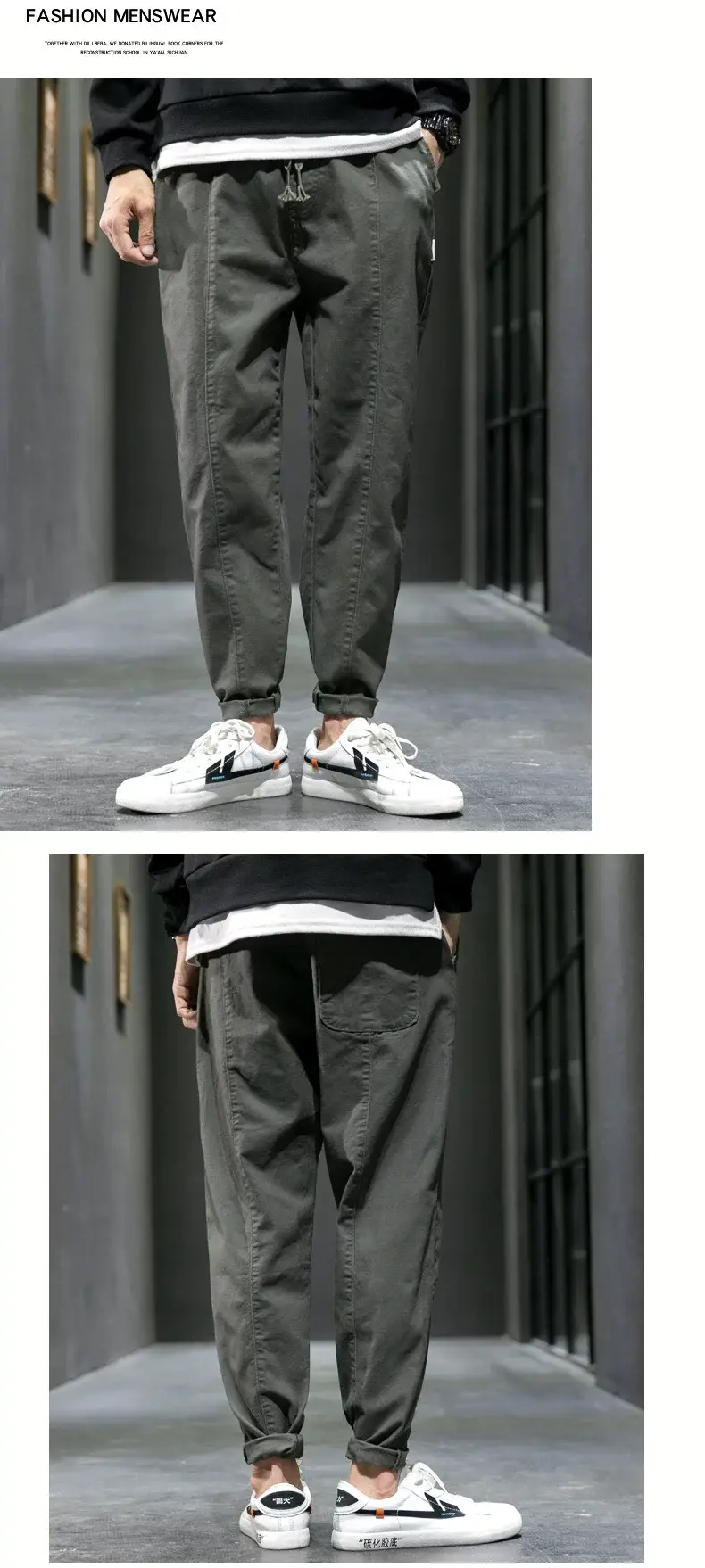 Men's Black Straight-leg Cotton Jeans Leg-toe Pants — feature 8