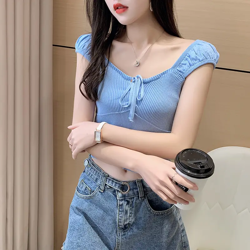 Pink Knitted One-Line Pullover Camisole with Shoulder Straps — feature 27