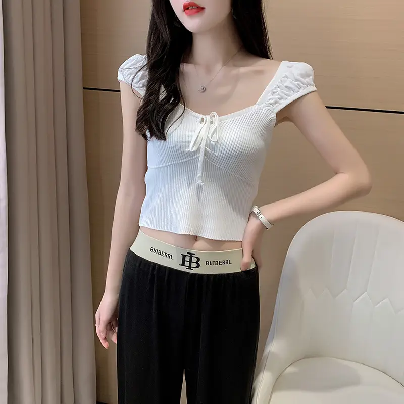 Pink Knitted One-Line Pullover Camisole with Shoulder Straps — feature 37