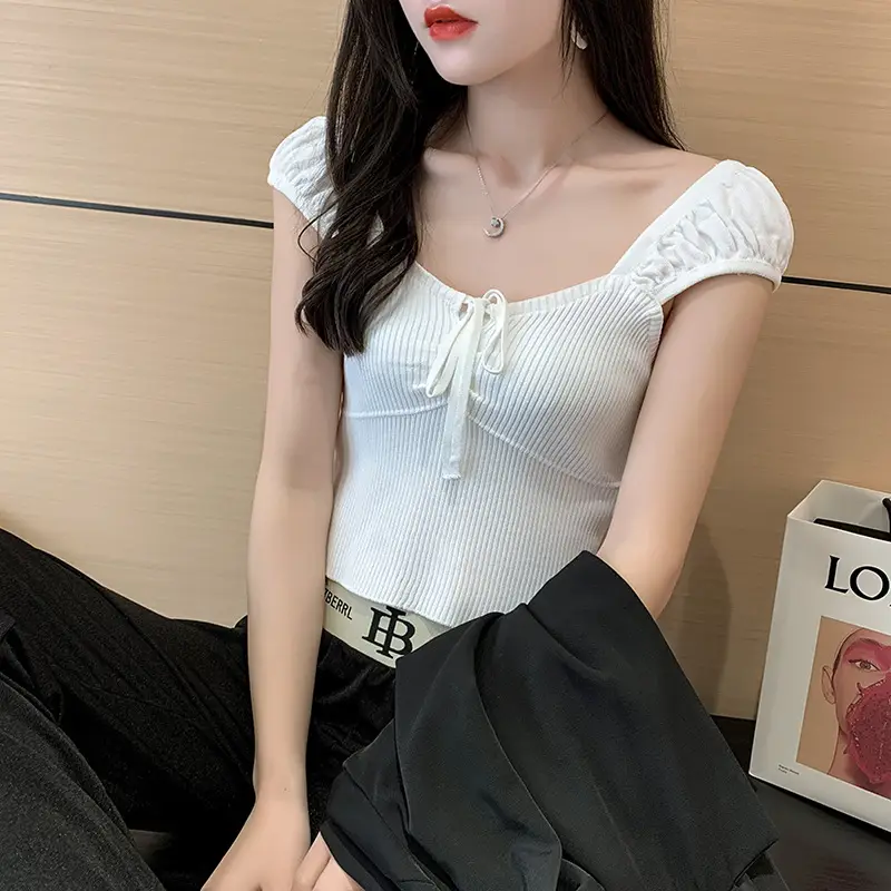 Pink Knitted One-Line Pullover Camisole with Shoulder Straps — feature 40
