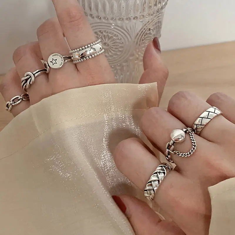 Heavy Industry Combination Index Finger Ring Women's Sterling Silver Fashion Personality Retro ins Cold Style Internet Celebrity Ring Niche - Image 15