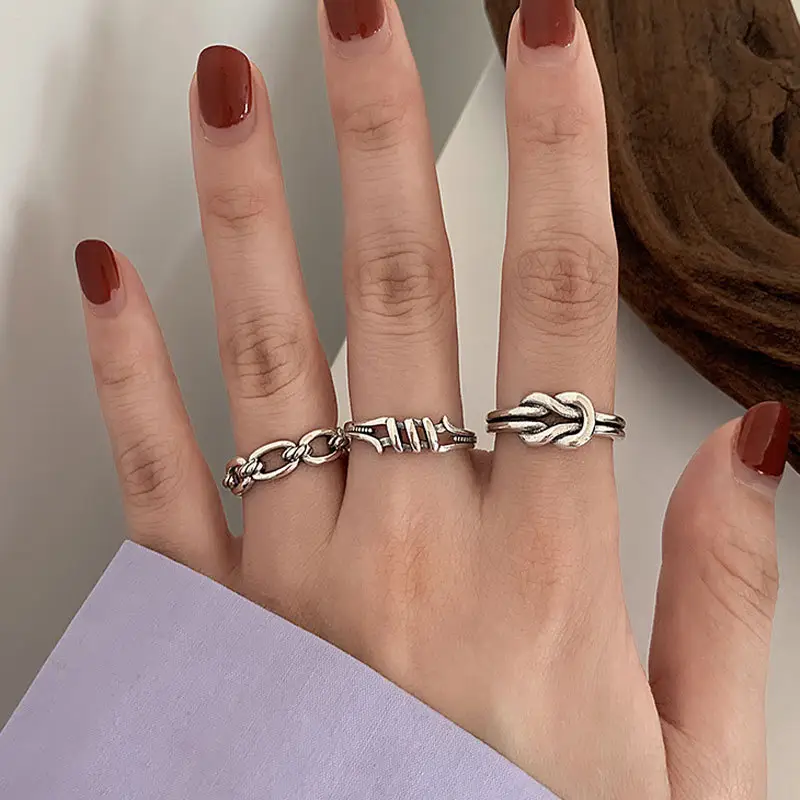 Heavy Industry Combination Index Finger Ring Women's Sterling Silver Fashion Personality Retro ins Cold Style Internet Celebrity Ring Niche - Image 17