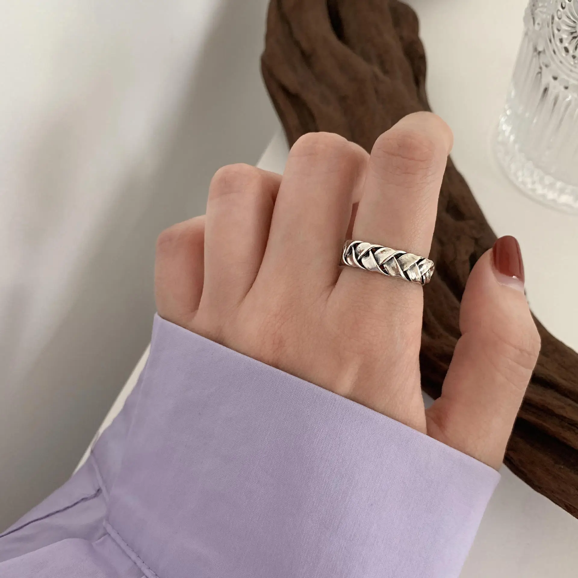 Heavy Industry Combination Index Finger Ring Women's Sterling Silver Fashion Personality Retro ins Cold Style Internet Celebrity Ring Niche - Image 3