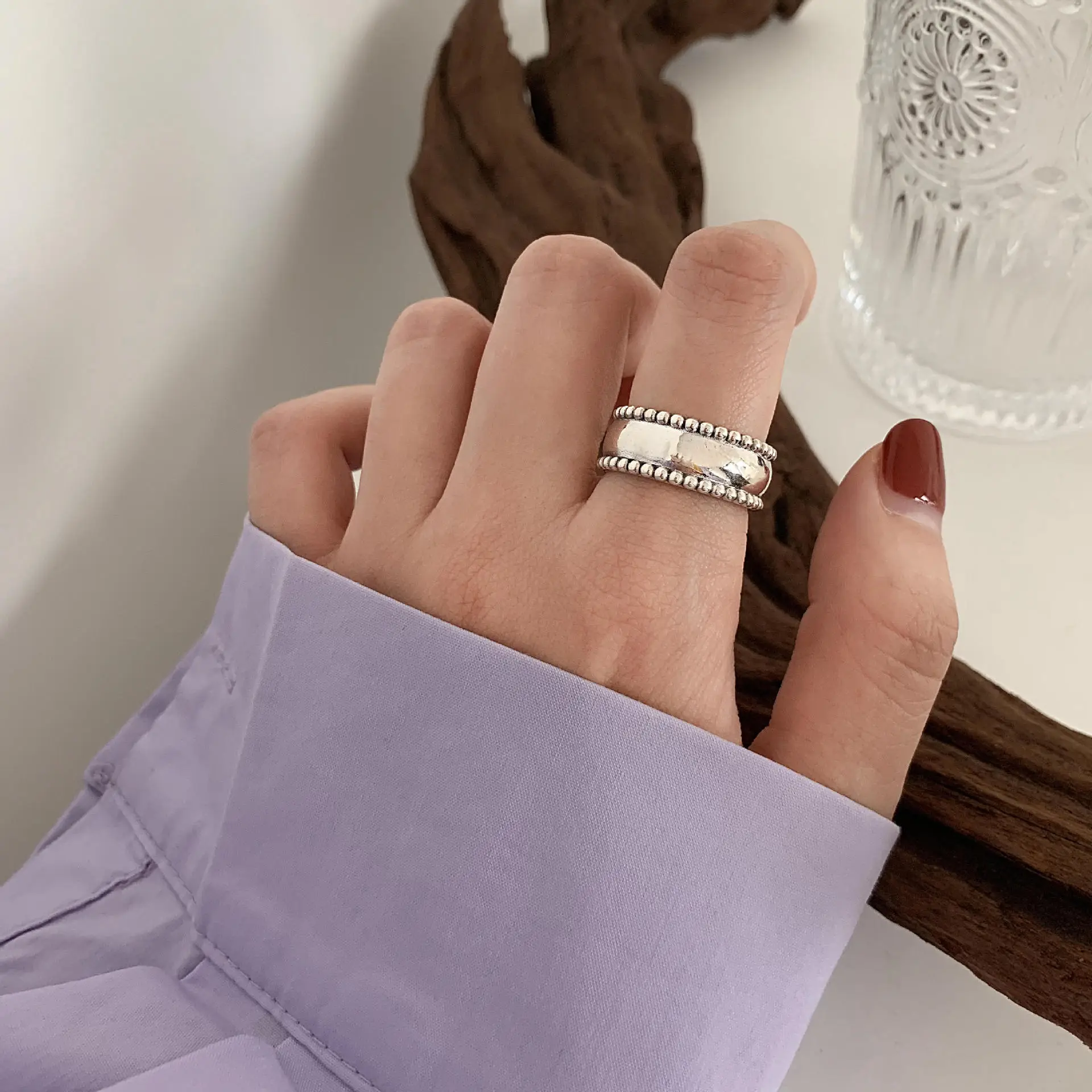 Heavy Industry Combination Index Finger Ring Women's Sterling Silver Fashion Personality Retro ins Cold Style Internet Celebrity Ring Niche - Image 4