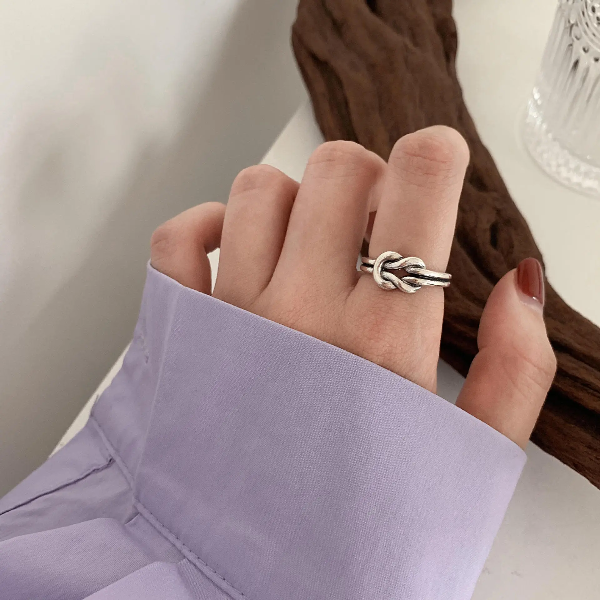 Heavy Industry Combination Index Finger Ring Women's Sterling Silver Fashion Personality Retro ins Cold Style Internet Celebrity Ring Niche - Image 6