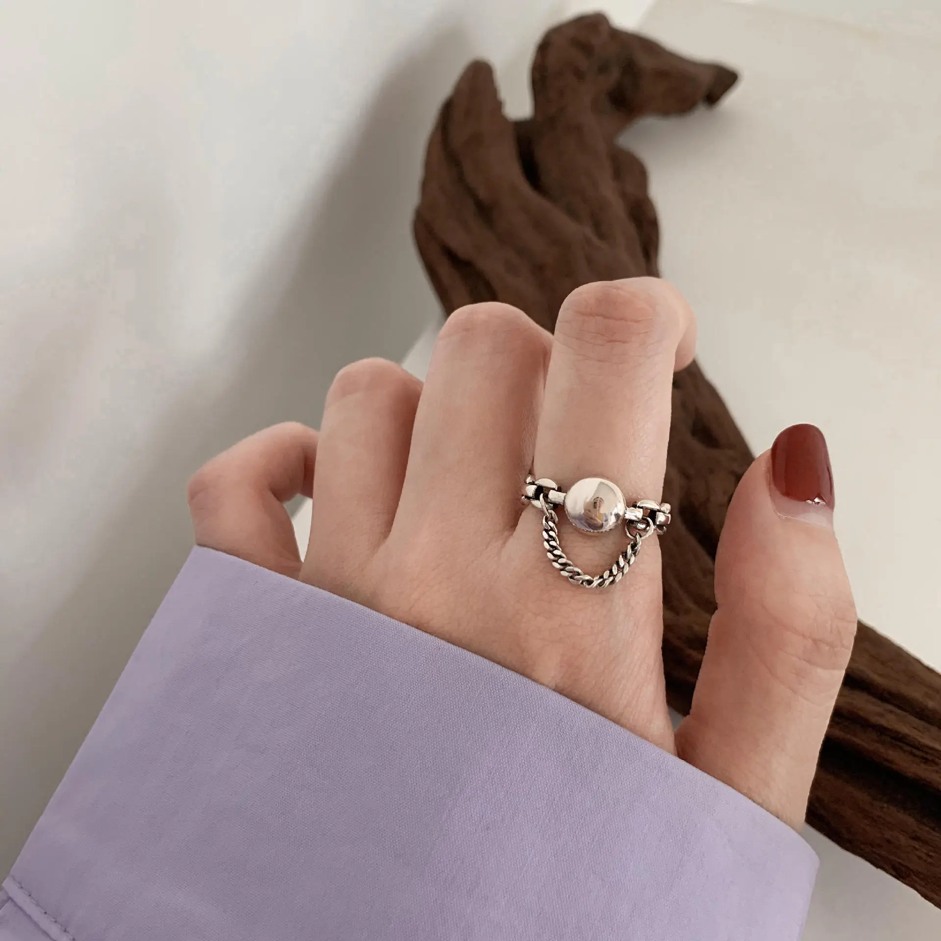 Heavy Industry Combination Index Finger Ring Women's Sterling Silver Fashion Personality Retro ins Cold Style Internet Celebrity Ring Niche - Image 7