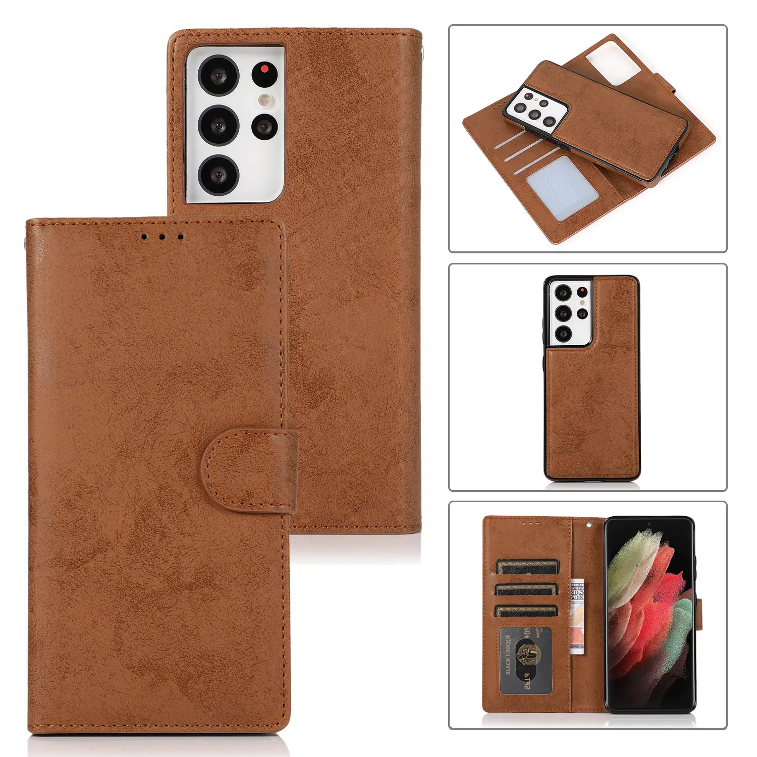 S21 Ultra Retro Frosted Phone Case with Detachable Cover - Image 11