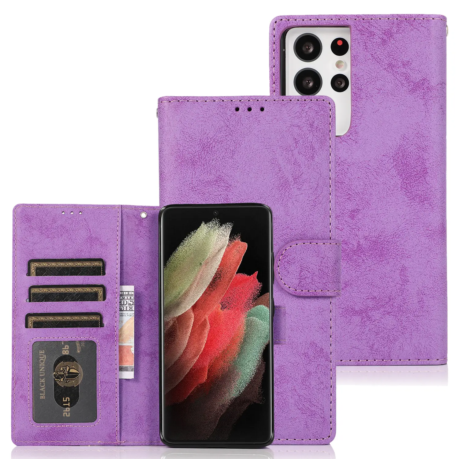 S21 Ultra Retro Frosted Phone Case with Detachable Cover - Image 3
