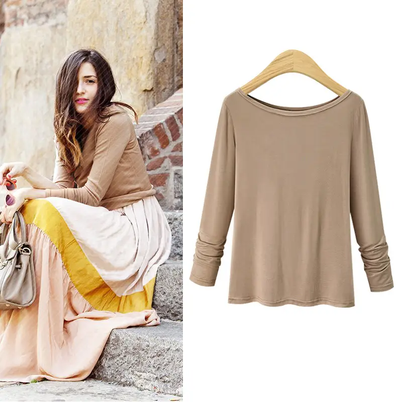 Plus Size Maroon Long Sleeve T-Shirt Large - Image 6
