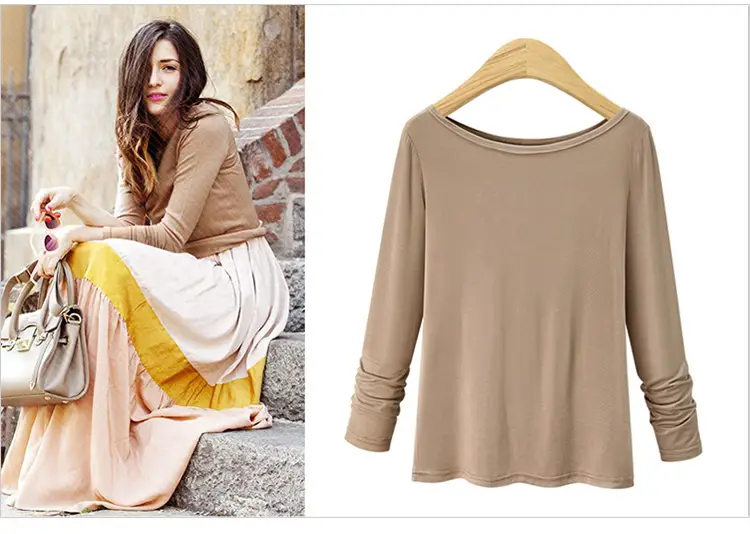 Plus Size Maroon Long Sleeve T-Shirt Large — feature 2