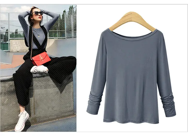 Plus Size Maroon Long Sleeve T-Shirt Large — feature 6
