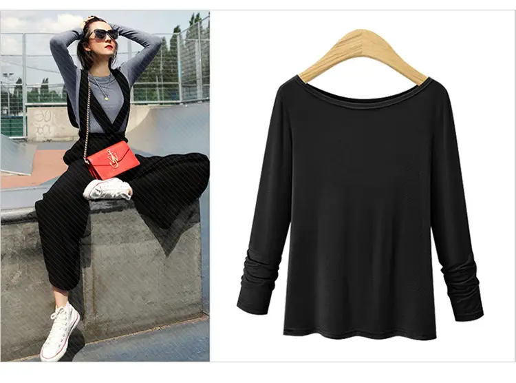 Plus Size Maroon Long Sleeve T-Shirt Large — feature 8