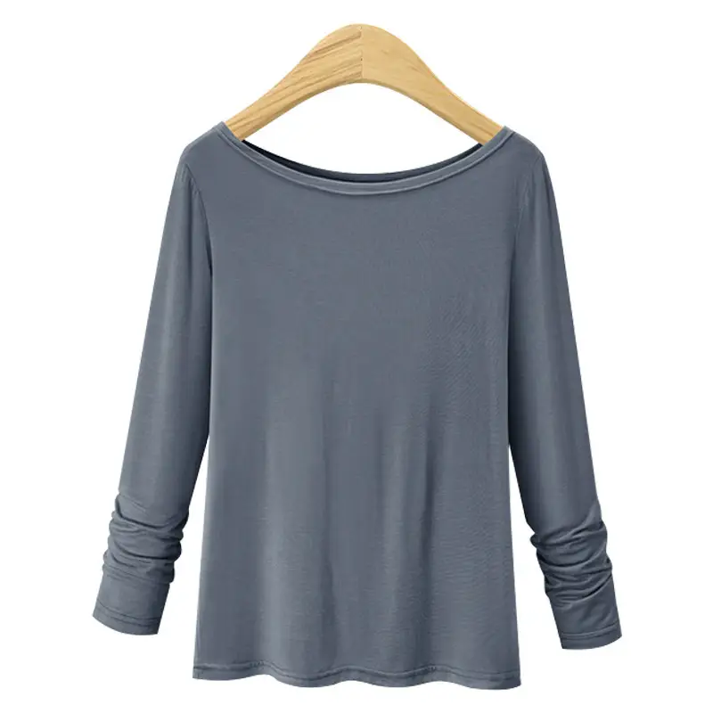 Plus Size Maroon Long Sleeve T-Shirt Large - Image 2