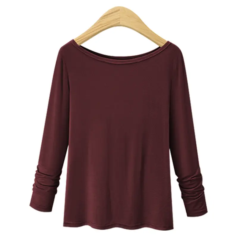 Plus Size Maroon Long Sleeve T-Shirt Large - Image 4