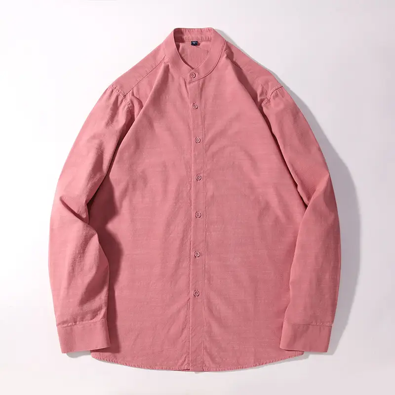 Dongyu Men Cotton Long Sleeve Shirt Blue White Pink Teal - Image 5