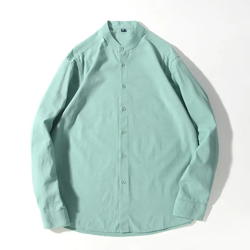 Dongyu Men Cotton Long Sleeve Shirt Blue White Pink Teal - Image 7