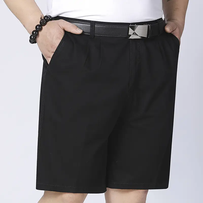 Elderly Summer Shorts Solid Beige Straight Slacks - Image 7