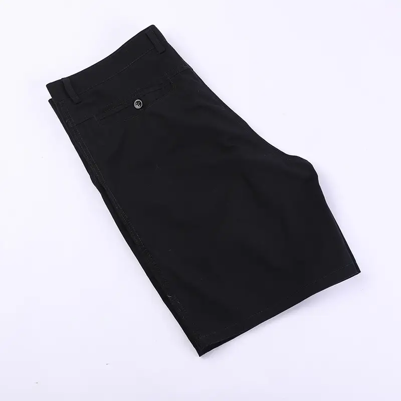 Elderly Summer Shorts Solid Beige Straight Slacks - Image 2