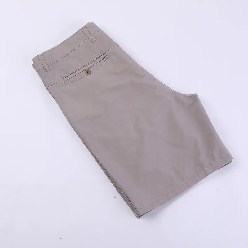 Elderly Summer Shorts Solid Beige Straight Slacks - Image 3