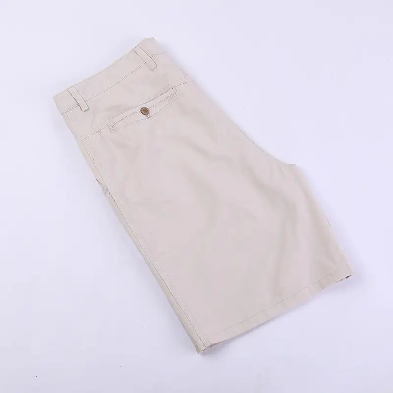 Elderly Summer Shorts Solid Beige Straight Slacks - Image 5