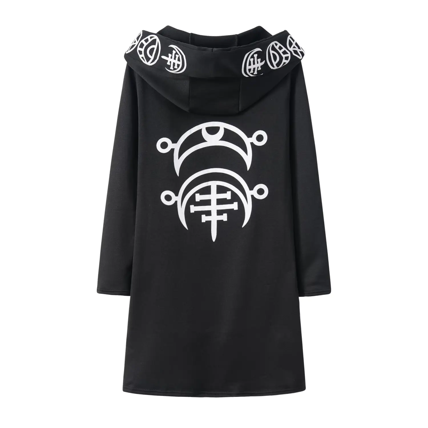 Women Punk Long Sleeve Black Cardigan Sweatshirt Moon Print 2021 — feature 10