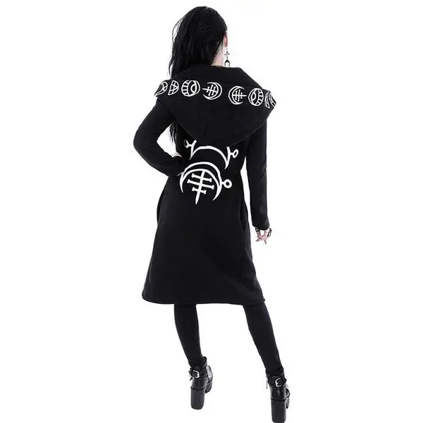 Women Punk Long Sleeve Black Cardigan Sweatshirt Moon Print 2021 — feature 7