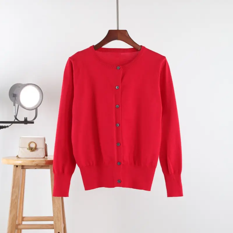 2025 Spring Knitted Cardigan Purple Women's Casual Wear