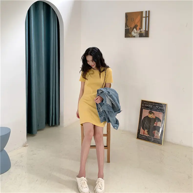 2025 Summer Women's Purple Slim Fit T-Shirt Dress — feature 5