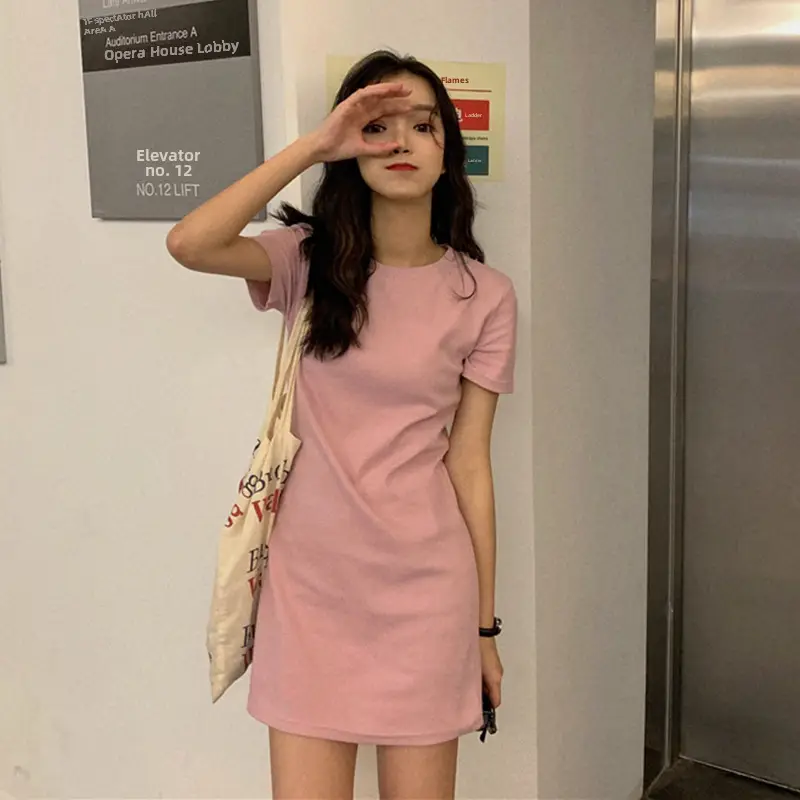 2025 Summer Women's Purple Slim Fit T-Shirt Dress - Image 4