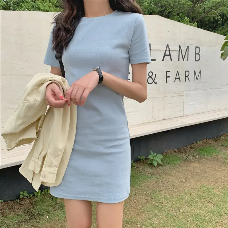 2025 Summer Women's Purple Slim Fit T-Shirt Dress - Image 3