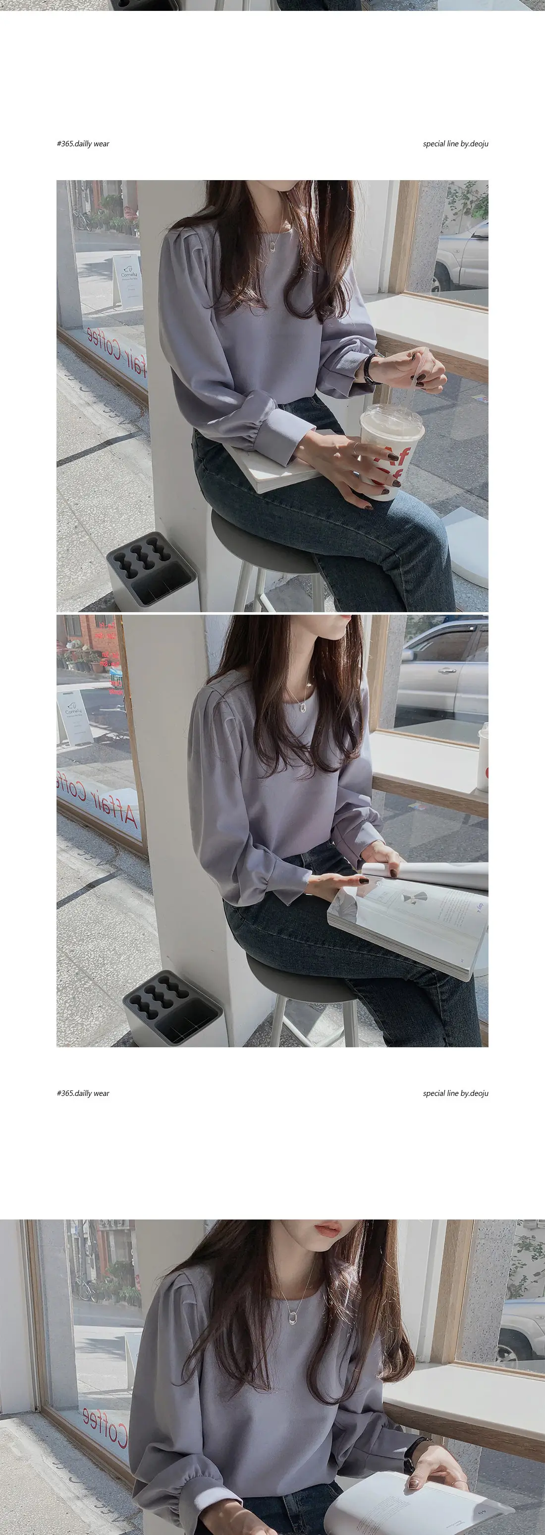 Women's Light Blue Long Sleeve Round Neck Sweatshirt — feature 6