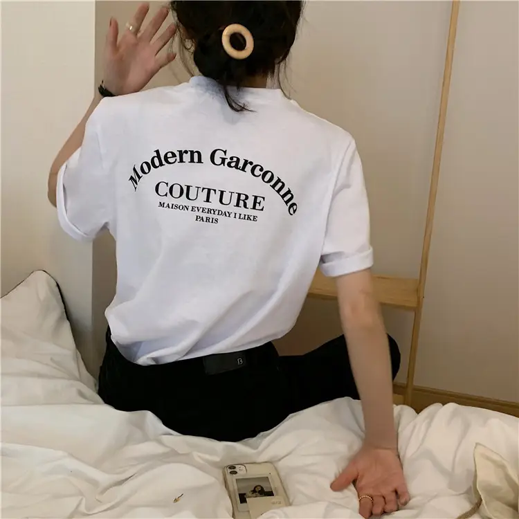 Women Modern Garcoose Letter Print T-Shirt White 2025 - Image 2