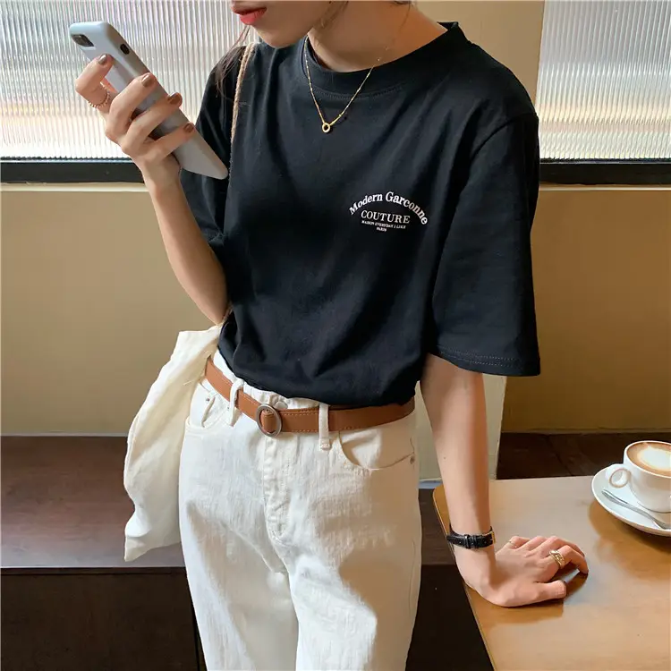 Women Modern Garcoose Letter Print T-Shirt White 2025 - Image 4