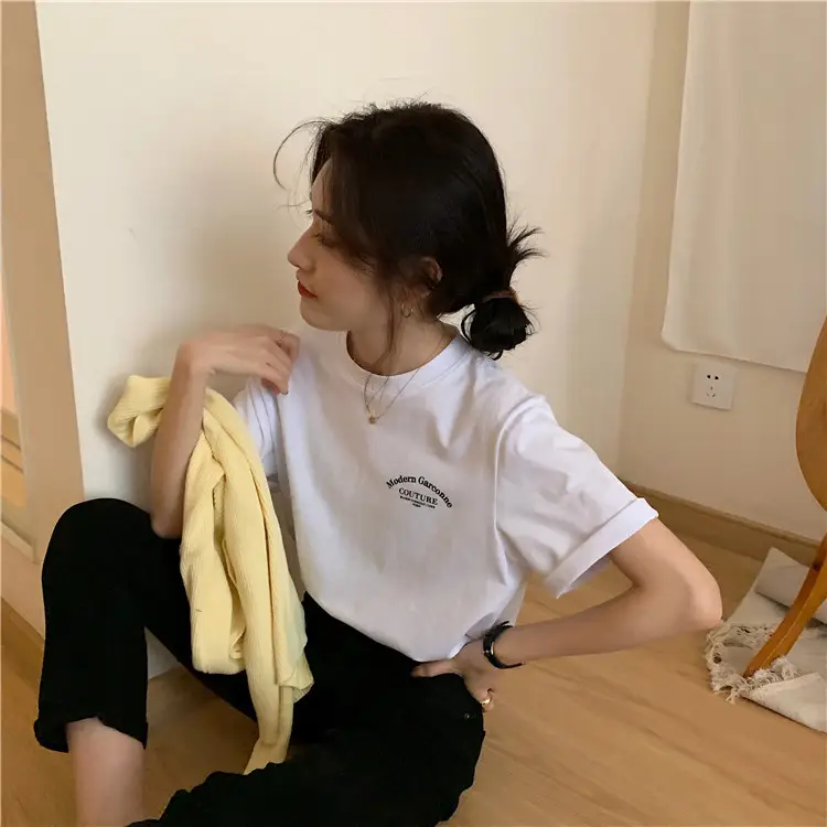 Women Modern Garcoose Letter Print T-Shirt White 2025 — feature 12