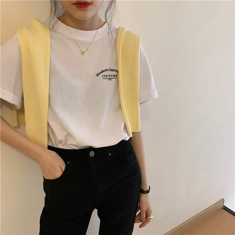 Women Modern Garcoose Letter Print T-Shirt White 2025 — feature 16