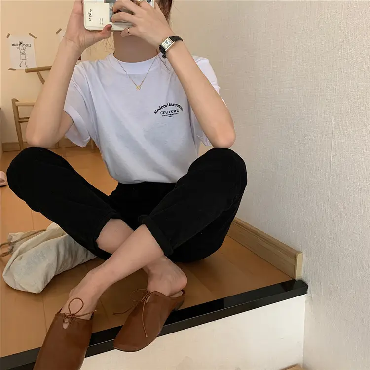Women Modern Garcoose Letter Print T-Shirt White 2025 — feature 18